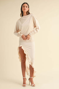 Backless Asymmetric Ruffle Hem Dress – Elegant & Trendy
